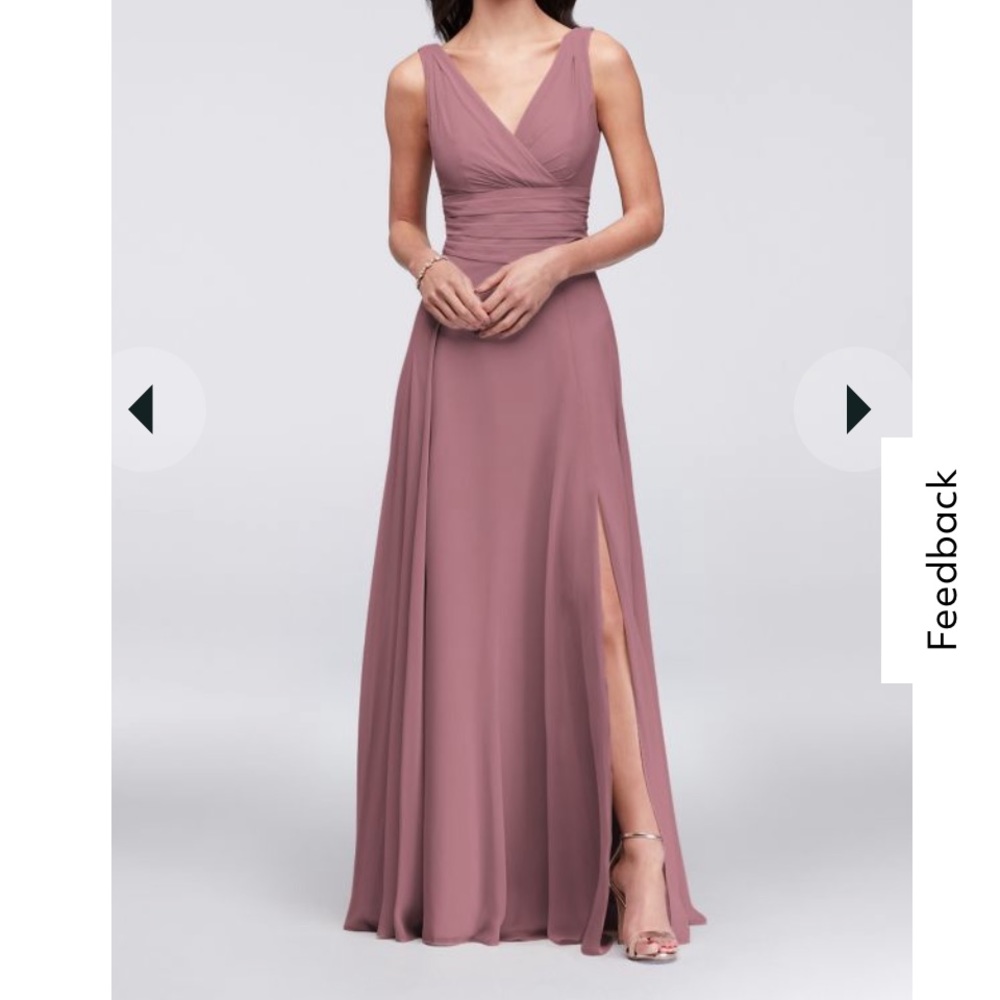 David’s Bridal Surplice Tank Long Chiffon bridesmaid dress in Quartz - size 2